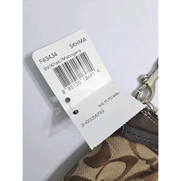 Coach F43434 Signature Pleated Wristlet Khaki Mahogany Brand NEW - Picture 4 of 7